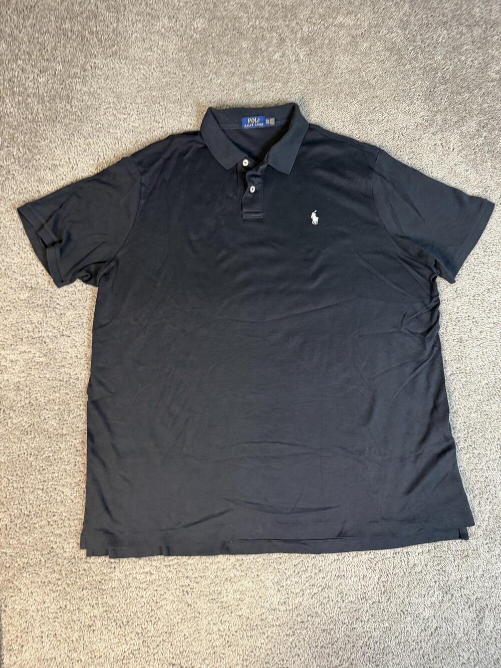 Polo Ralph Lauren Polo Shirt Mens 2XL Black White Short Sleeve Cotton Collared